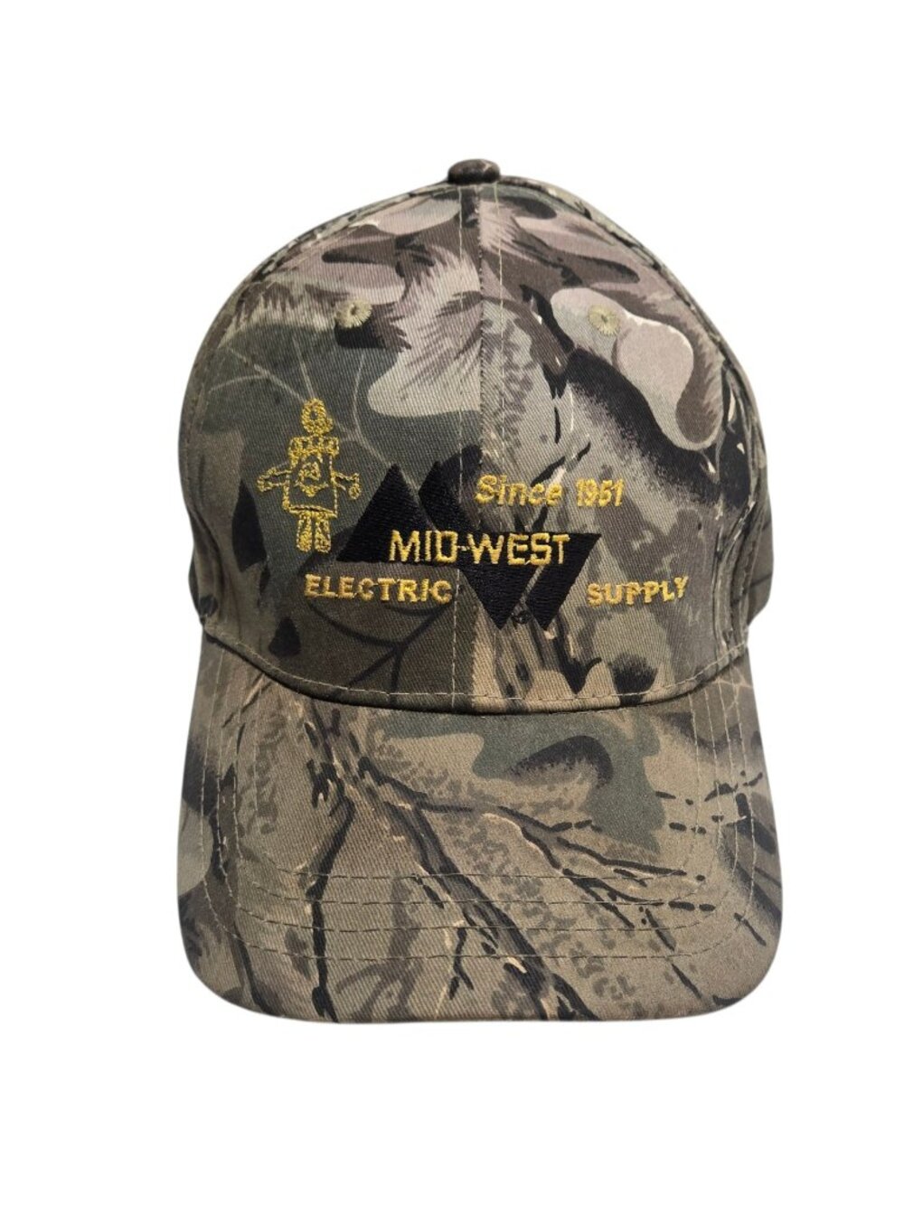 Mid West Electric Supply Camo Adjustable Baseball Hat Camouflage Cap Distressed